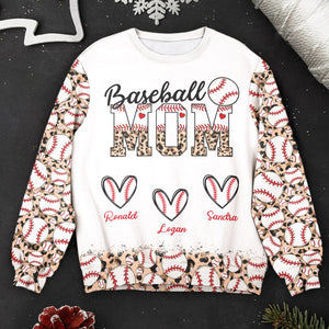 Baseball Mom custom name Kids Vintage Styles Leopard - Personalized 3D Printed Sweatshirt