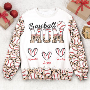 Baseball Mom custom name Kids Vintage Styles Leopard - Personalized 3D Printed Sweatshirt