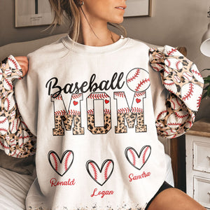 Baseball Mom custom name Kids Vintage Styles Leopard - Personalized 3D Printed Sweatshirt