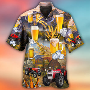 Beer And Tractor Autumn Farm Life - Hawaiian Shirt