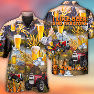 Beer And Tractor Autumn Farm Life - Hawaiian Shirt