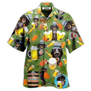 Beer Dachshund Drinking Beer - Hawaiian Shirt