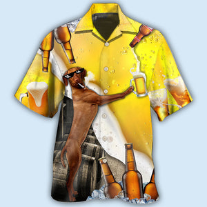 Beer Dachshund With Beer - Hawaiian shirt