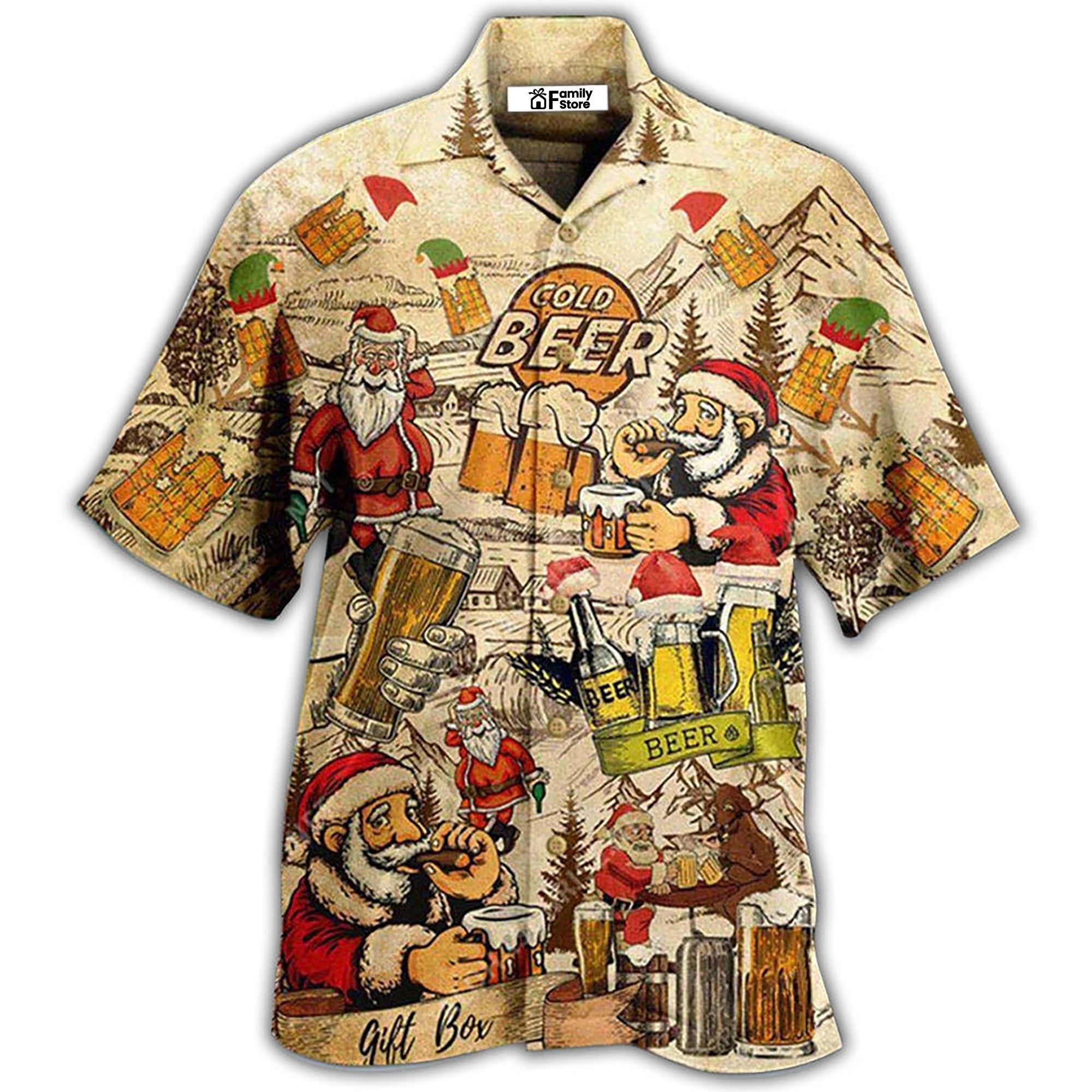 Beer Drinking Beer With Santa Claus - Hawaiian Shirt