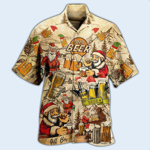 Beer Drinking Beer With Santa Claus - Hawaiian Shirt