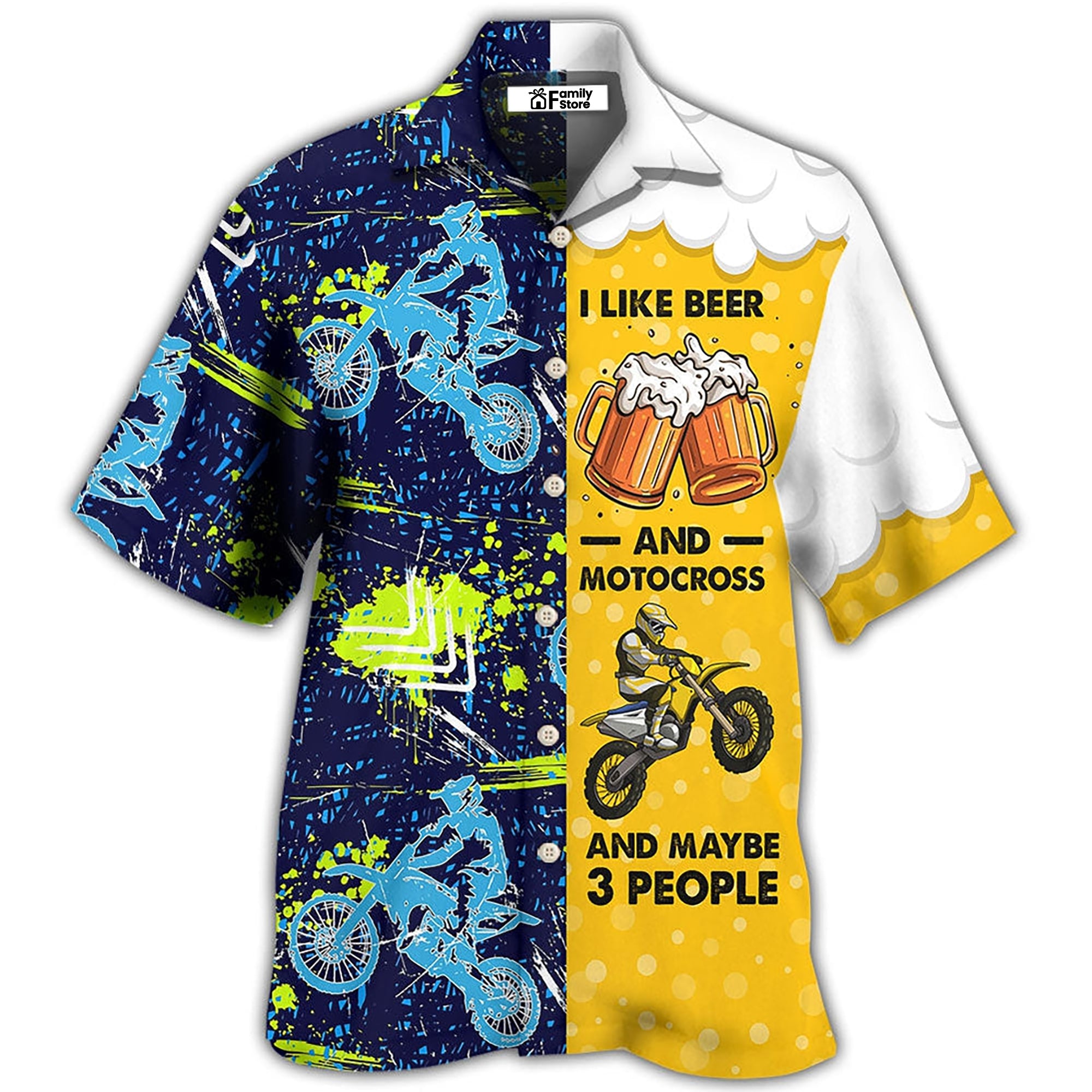 Beer I Like Beer And Motocross - Hawaiian Shirt