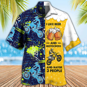 Beer I Like Beer And Motocross - Hawaiian Shirt