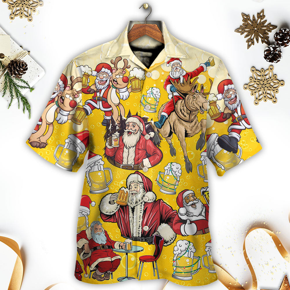 BeerSantaFunnyChristmasMerryXmas HawaiianShirt OwlOhh_8644_2