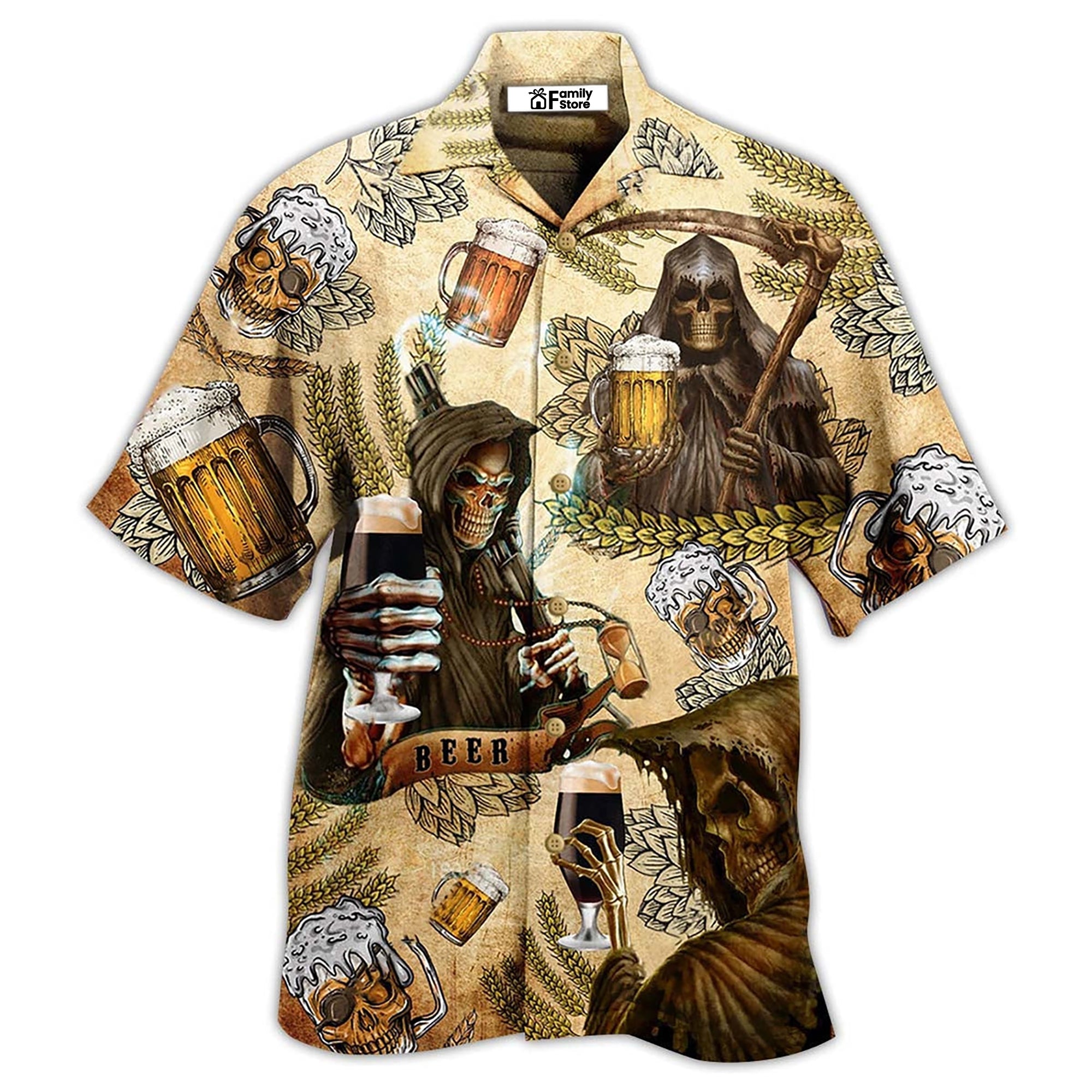 Beer Skull Love Beer Happy Day - Hawaiian Shirt