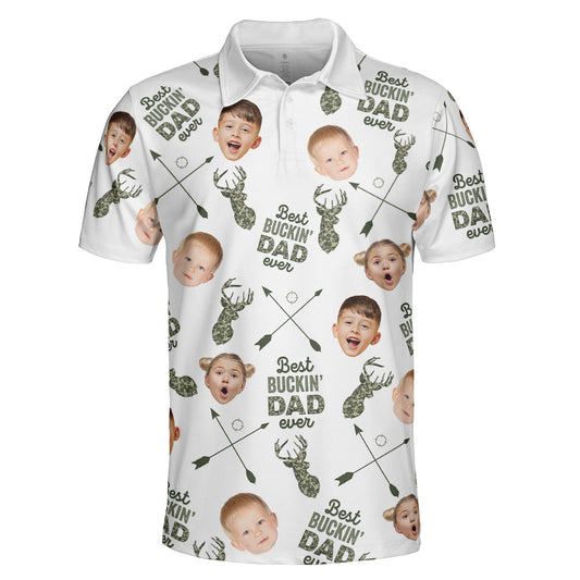Best Buckin_ Dad Ever Personalized Photo Polo Shirt_2