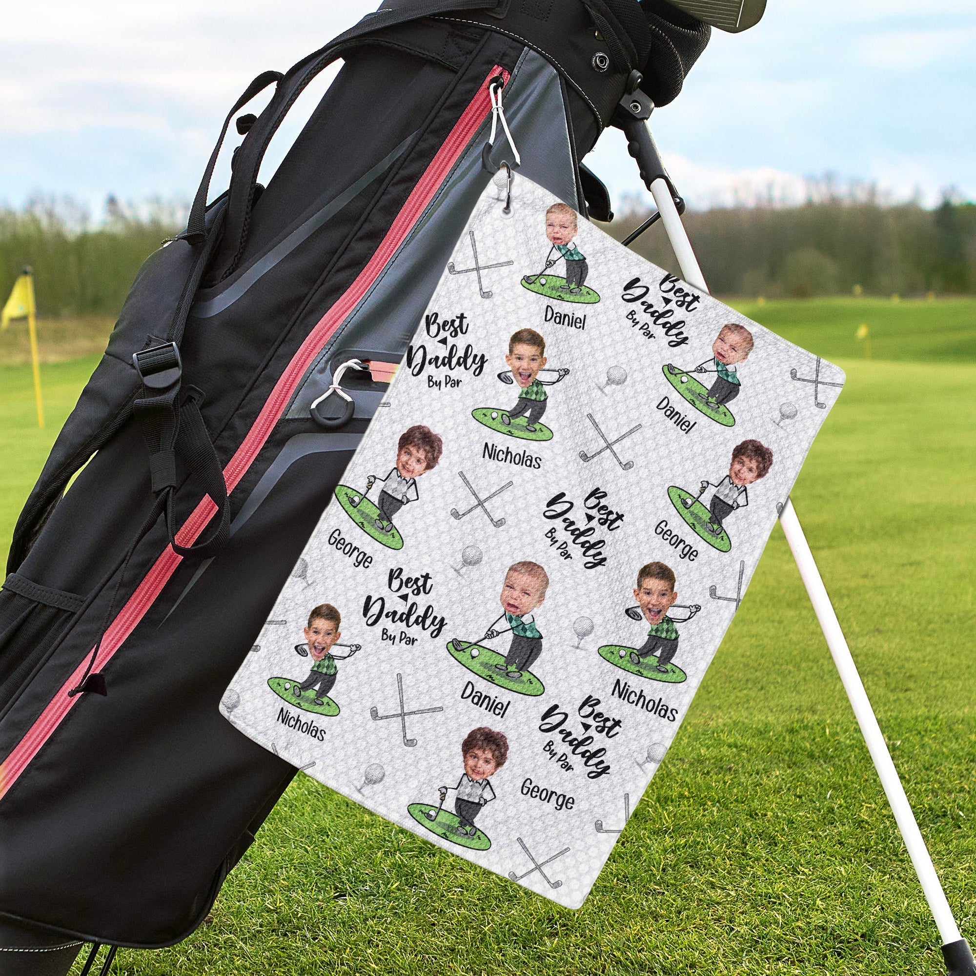 Best Dad By Par Best Papa By Par Personalized Photo Golf Towel_2