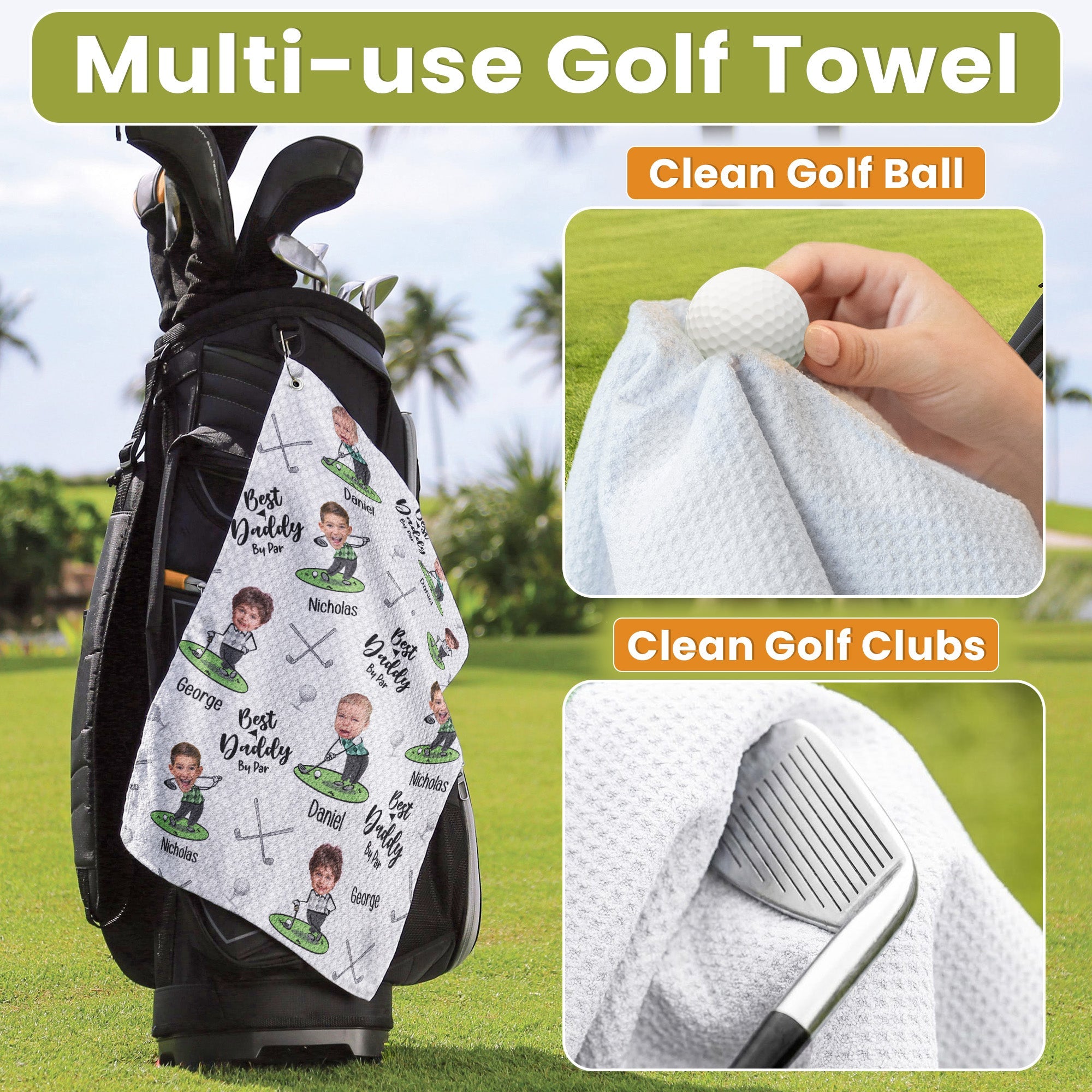 Best Dad By Par Best Papa By Par Personalized Photo Golf Towel_5