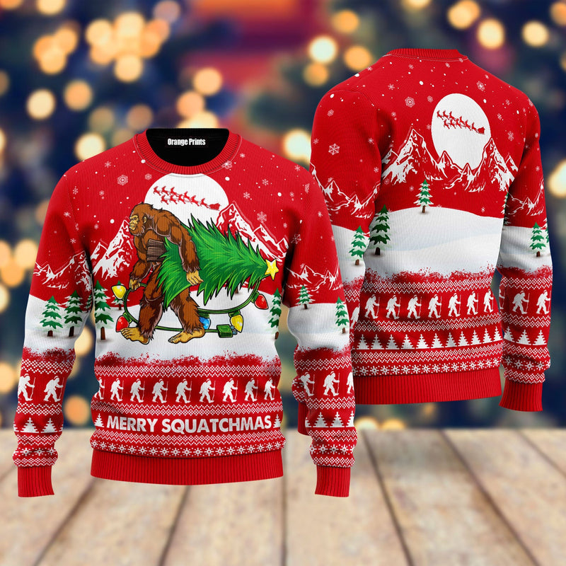Bigfoot Mery Squatchmas Ugly Christmas Sweater For Men & Women