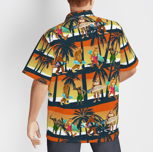 Bigfoot Camping Orange Aloha Hawaiian Shirt For Men And For Women