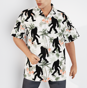 Bigfoot Coconut Tree Tropical Aloha Hawaiian Shirts For Men And Women