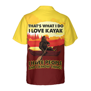 Bigfoot Darryl Love Kayak & Hate People Bigfoot Hawaiian Shirt