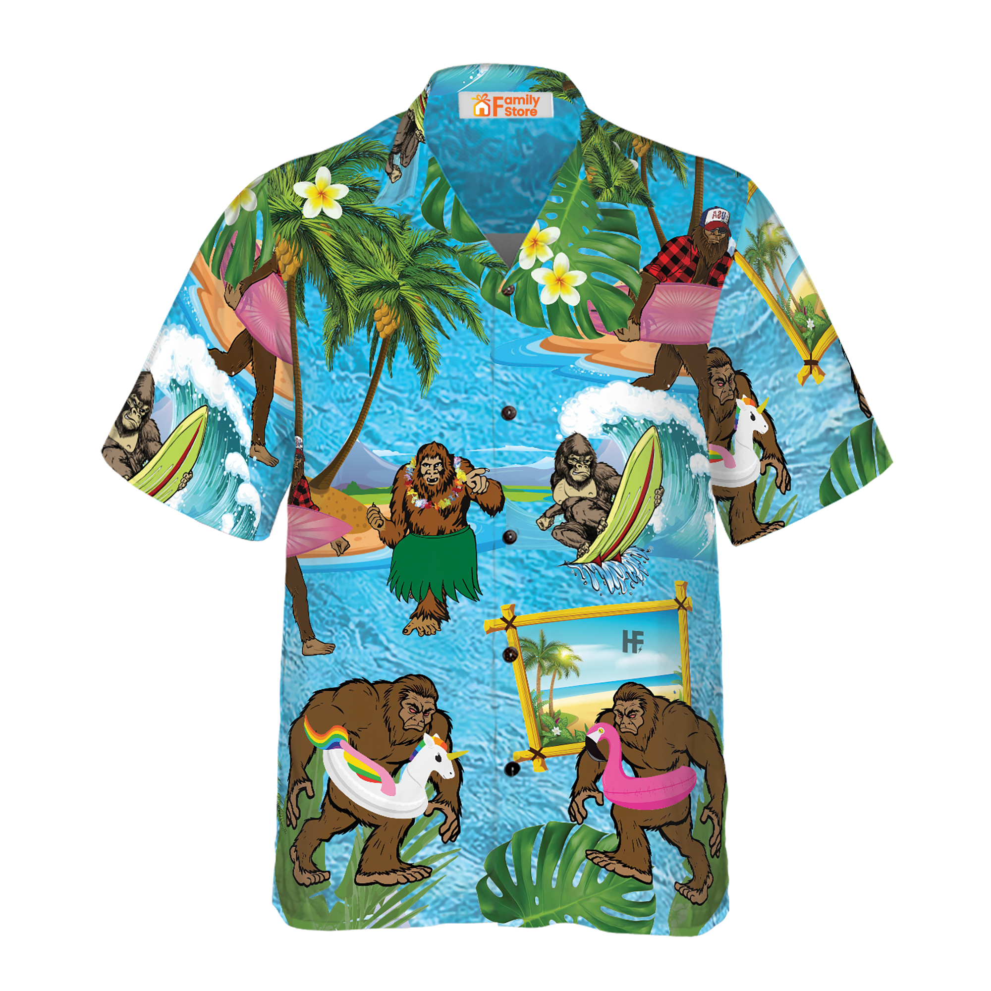 Tropical Aloha Wave Surfing Beach Bigfoot Shirt