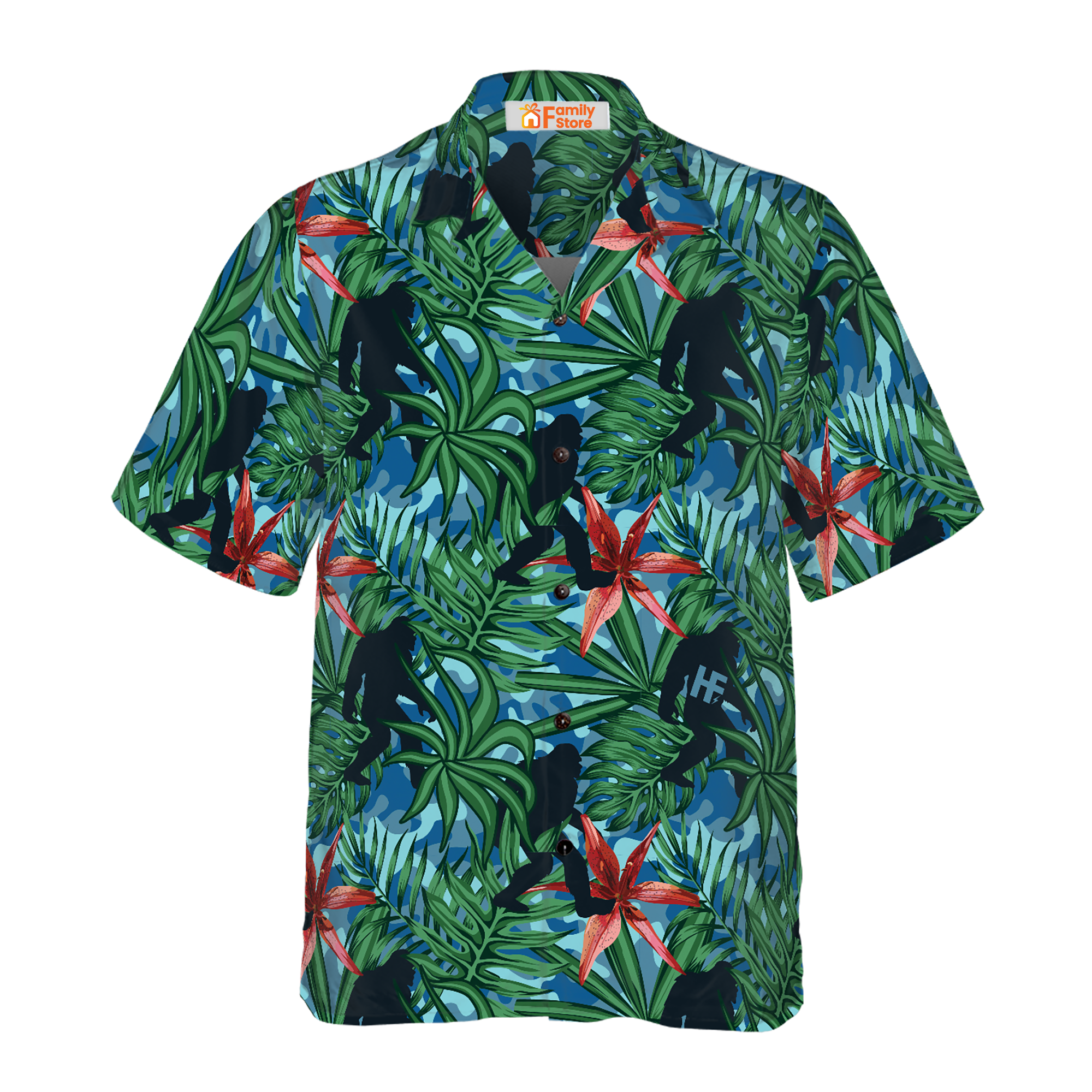 Bigfoot Silhouette Walking Bigfoot Hawaiian Shirt