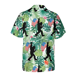 Tropical Hold Floral USA Flag Bigfoot Hawaiian Shirt