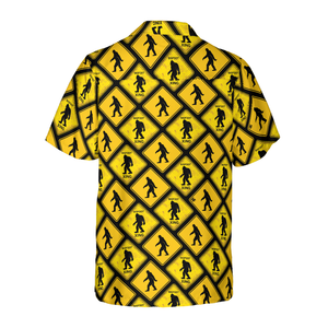 Yellow Square Diamond Pattern Caution Signs Bigfoot Hawaiian Shirt