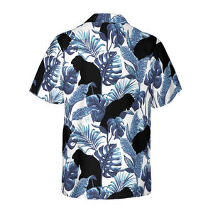 White And Navy Blue Tropical Floral Bigfoot Shirt