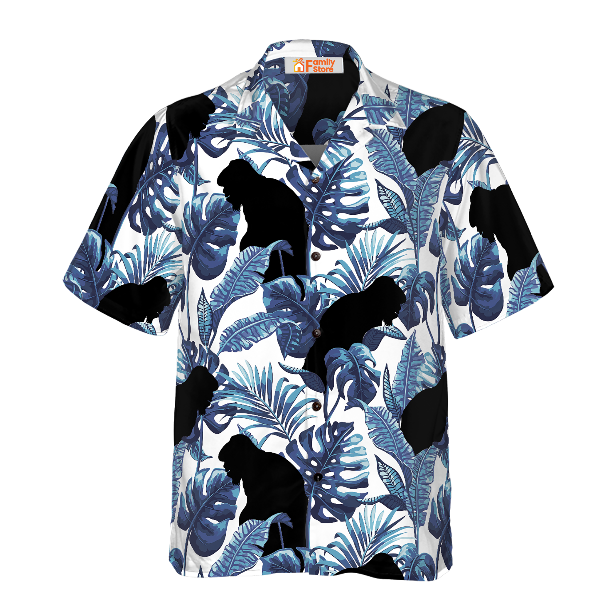 White And Navy Blue Tropical Floral Bigfoot Shirt