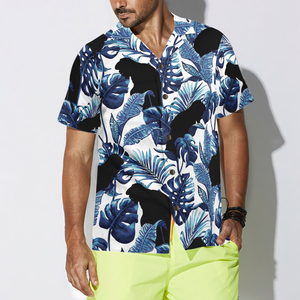 White And Navy Blue Tropical Floral Bigfoot Shirt