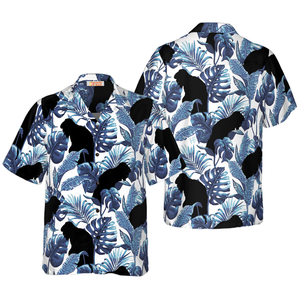 White And Navy Blue Tropical Floral Bigfoot Shirt