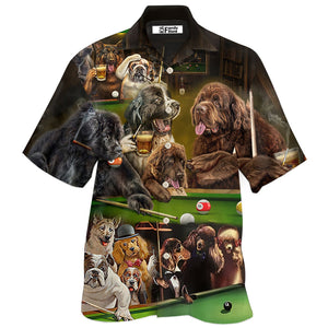 Billiard Dogs Play Billiard Funny - Hawaiian Shirt