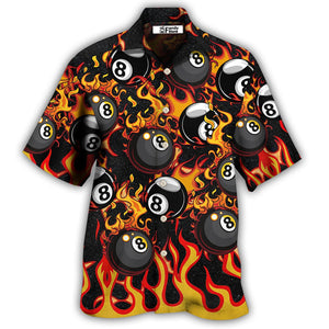 Billiard Eight Ball Burning With Fire Flames - Hawaiian Shirt