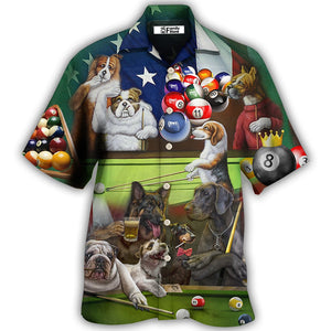 Billiard Independence Day Funny Dogs - Hawaiian Shirt