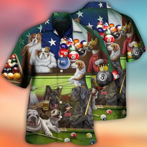 Billiard Independence Day Funny Dogs - Hawaiian Shirt