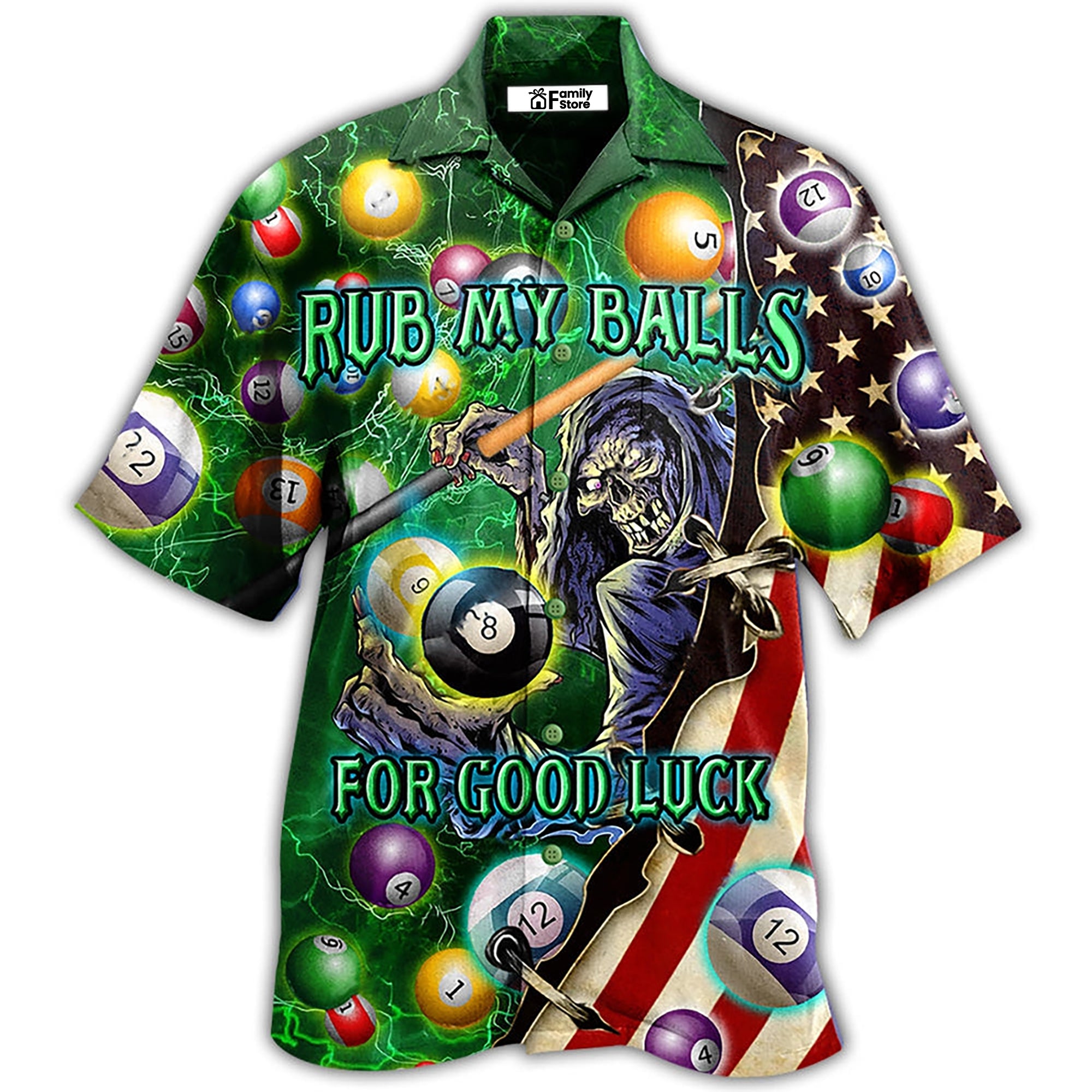 Billiard Rub My Balls For Good Luck America - Hawaiian Shirt