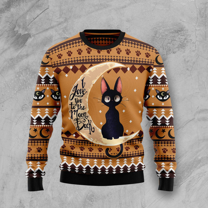 Black Cat Moon And Back Ugly Christmas Sweater For Men & Women
