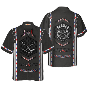 Black American Flag Barber Hawaiian Shirt