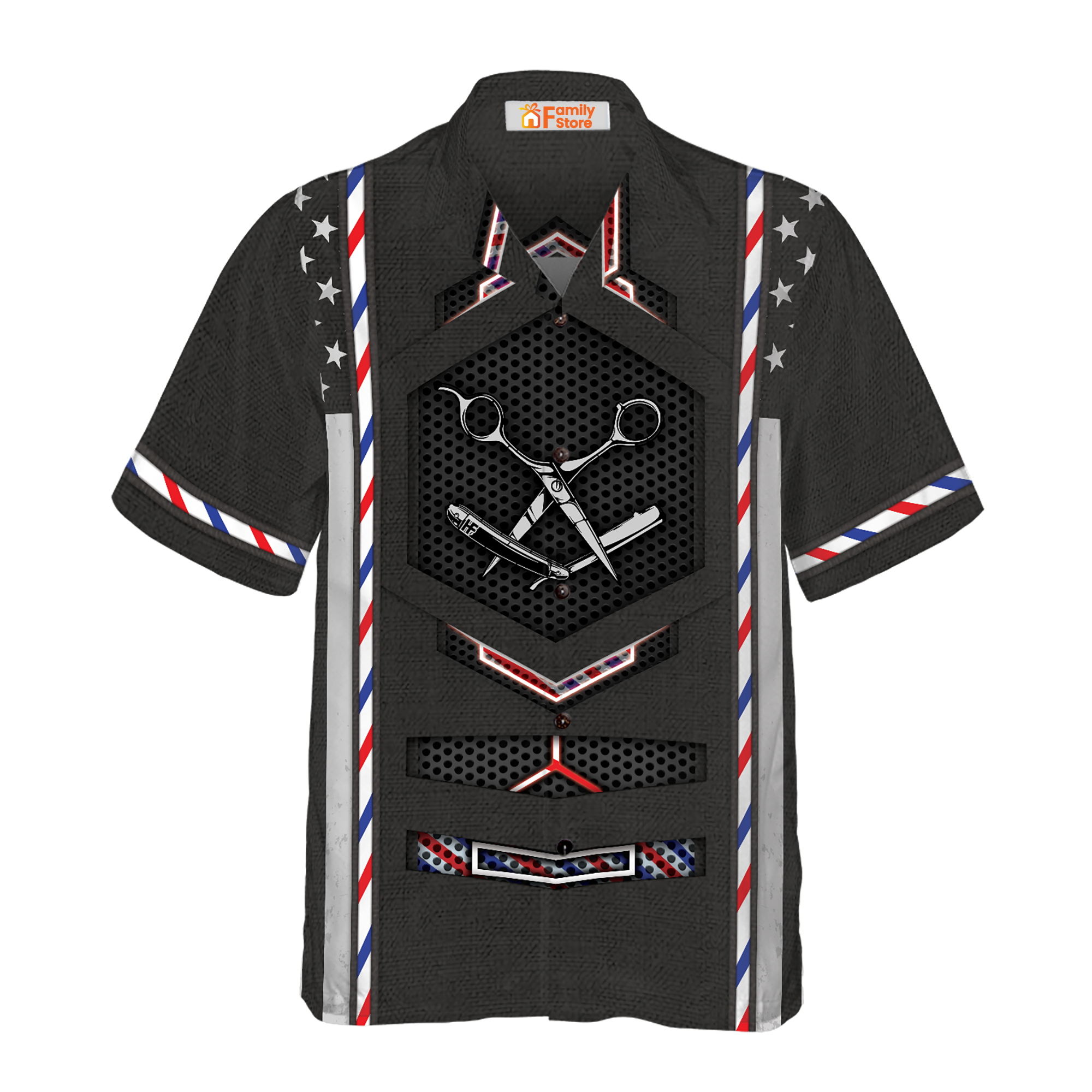 Black American Flag Barber Hawaiian Shirt