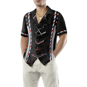 Black American Flag Barber Hawaiian Shirt