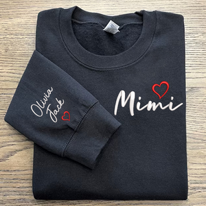 Custom Mimi And Grandkids - Embroidered Sweatshirt, Hoodie, Tshirt - Best Gift for Grandma