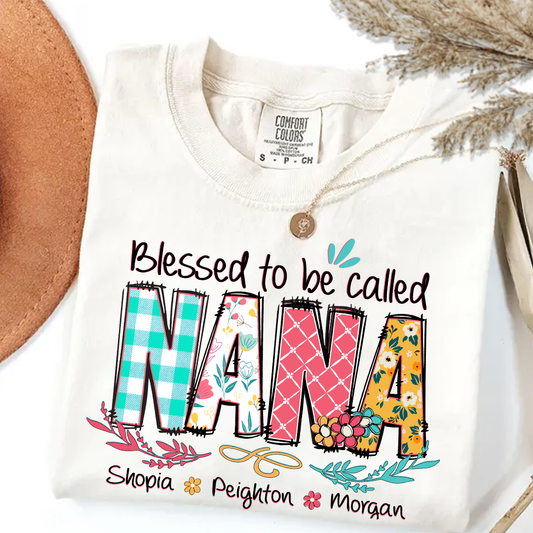 Blessed to Be Called Nana Shirt _E2_80_93 Personalized Grandmother T Shirt with Grandkids Names _E2_80_93 Cute Floral Nana Gift for Grandma Mothers Day Birthday 1 dPAH4
