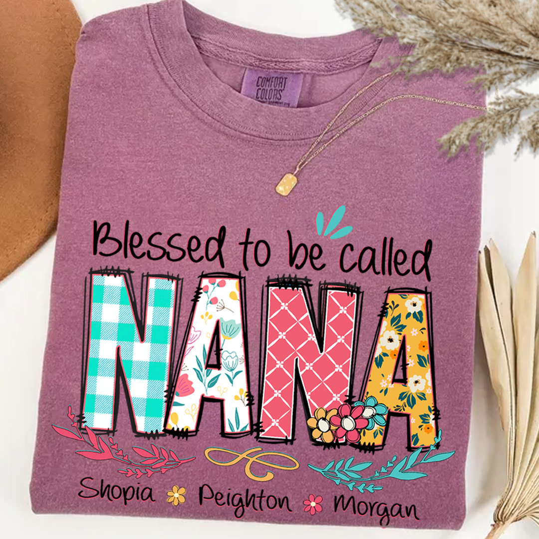 Blessed to Be Called Nana Shirt _E2_80_93 Personalized Grandmother T Shirt with Grandkids Names _E2_80_93 Cute Floral Nana Gift for Grandma Mothers Day Birthday_Berry_S 1 KQw1U