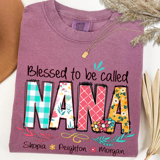Blessed to Be Called Nana Shirt _E2_80_93 Personalized Grandmother T Shirt with Grandkids Names _E2_80_93 Cute Floral Nana Gift for Grandma Mothers Day Birthday_Berry_S 1 KQw1U