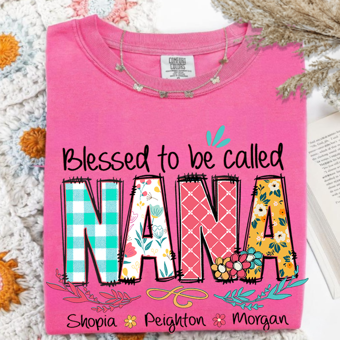 Blessed to Be Called Nana Shirt _E2_80_93 Personalized Grandmother T Shirt with Grandkids Names _E2_80_93 Cute Floral Nana Gift for Grandma Mothers Day Birthday_Crunchberry_S 1 StkT4