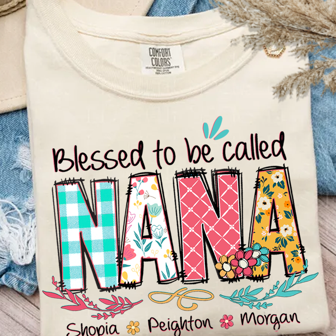 Blessed to Be Called Nana Shirt _E2_80_93 Personalized Grandmother T Shirt with Grandkids Names _E2_80_93 Cute Floral Nana Gift for Grandma Mothers Day Birthday_Ivory_S 1 rxhTP