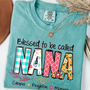 Blessed to Be Called Nana Shirt _E2_80_93 Personalized Grandmother T Shirt with Grandkids Names _E2_80_93 Cute Floral Nana Gift for Grandma Mothers Day Birthday_Seafoam_S 1 NV0L9