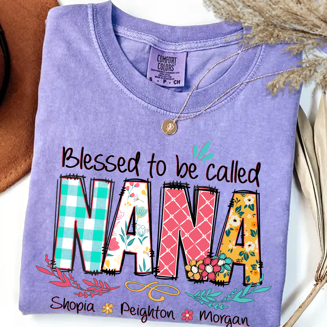 Blessed to Be Called Nana Shirt _E2_80_93 Personalized Grandmother T Shirt with Grandkids Names _E2_80_93 Cute Floral Nana Gift for Grandma Mothers Day Birthday_Violet_S 1 NMTlY