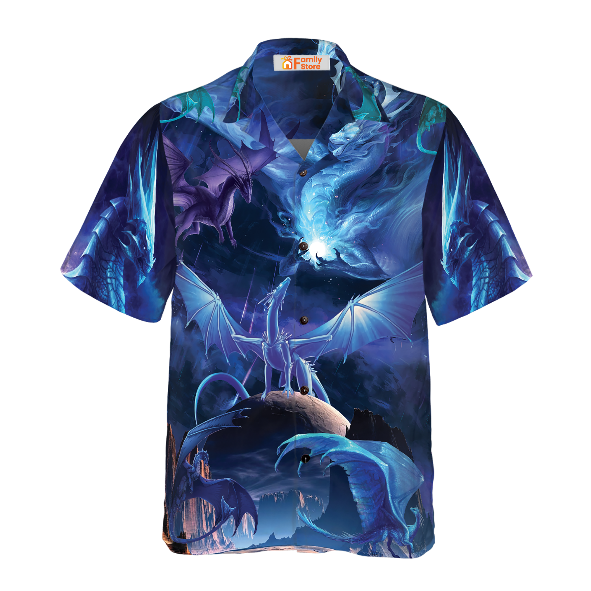 Blue Universe Dragon Hawaiian Shirt