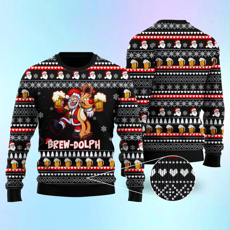Brewdolph Reindeer Christmas Ugly Christmas Sweater For Men & Women