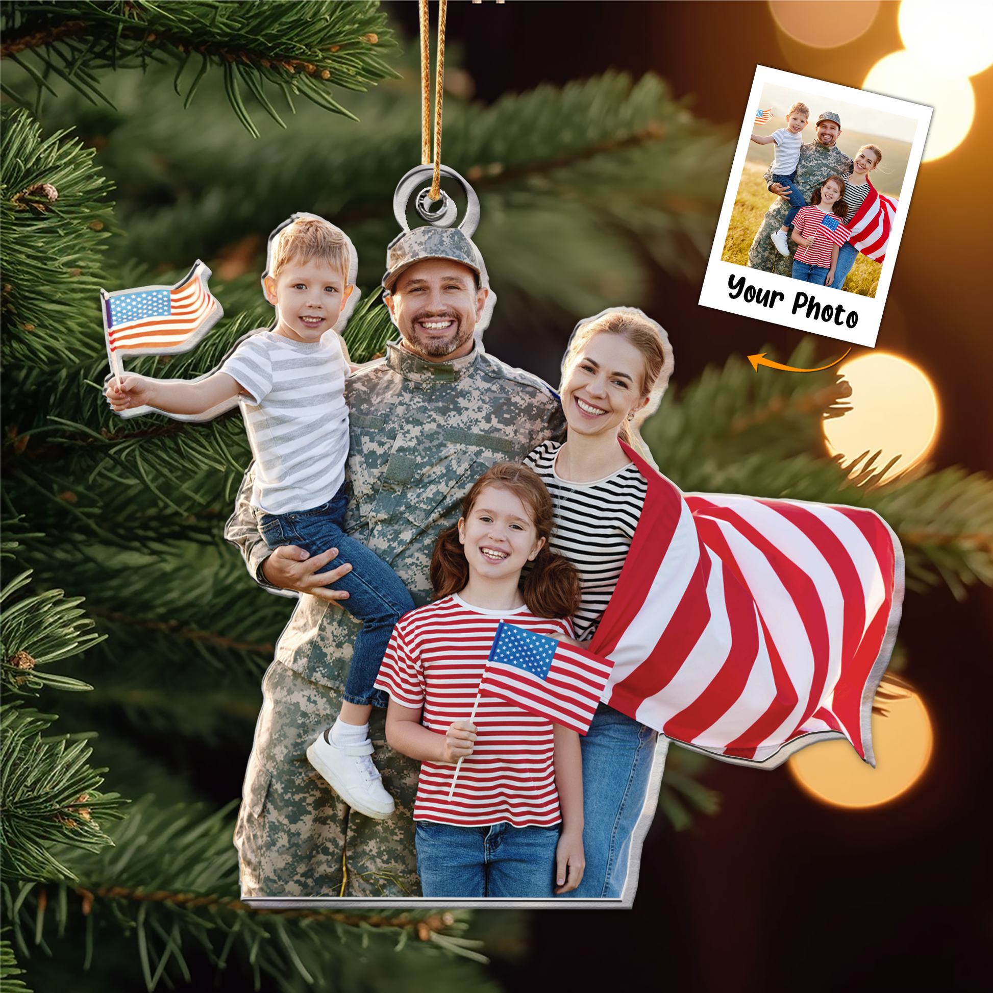 Custom Photo Christmas Ornament Gift For Military Families - Personlized Acrylic Photo Ornament