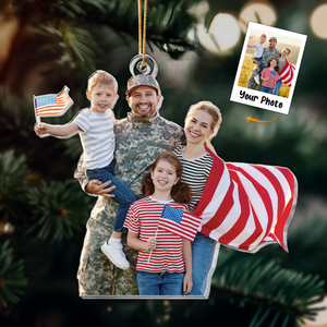 Custom Photo Christmas Ornament Gift For Military Families - Personlized Acrylic Photo Ornament