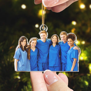 Custom Photo Christmas Gift For Nurse Besties - Personalized Acrylic Photo Ornament